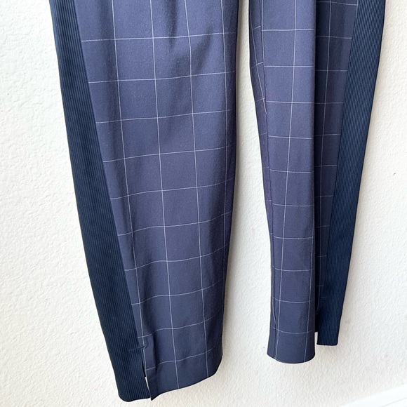 ATHLETA Brooklyn Textured Ankle Pants Navy Windowpane Plaid Sz 2 - Picture 7 of 16